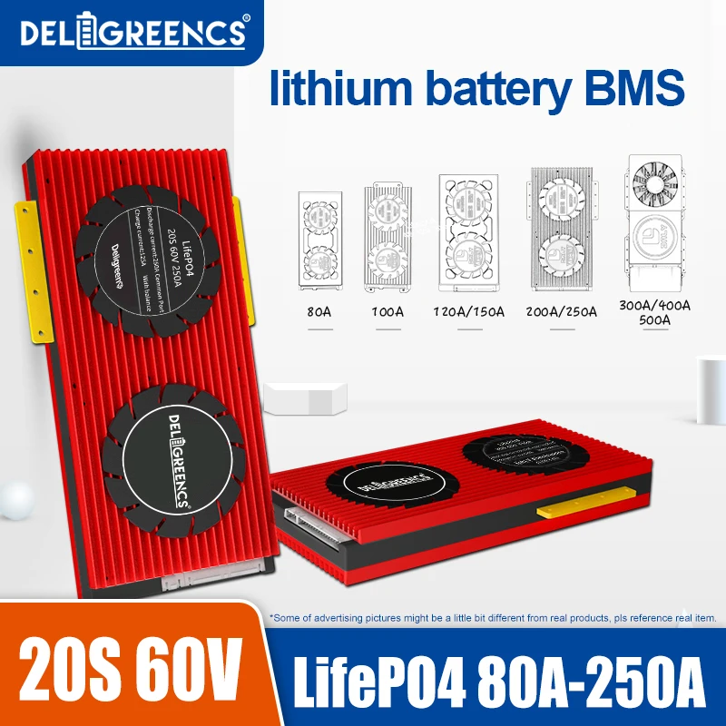 

20S 60V Hardware BMS 80A 100A 120A 150A 200A 250A BMS for 18650 cell E-bike rated 3.2V lifepo4 Battery Pack