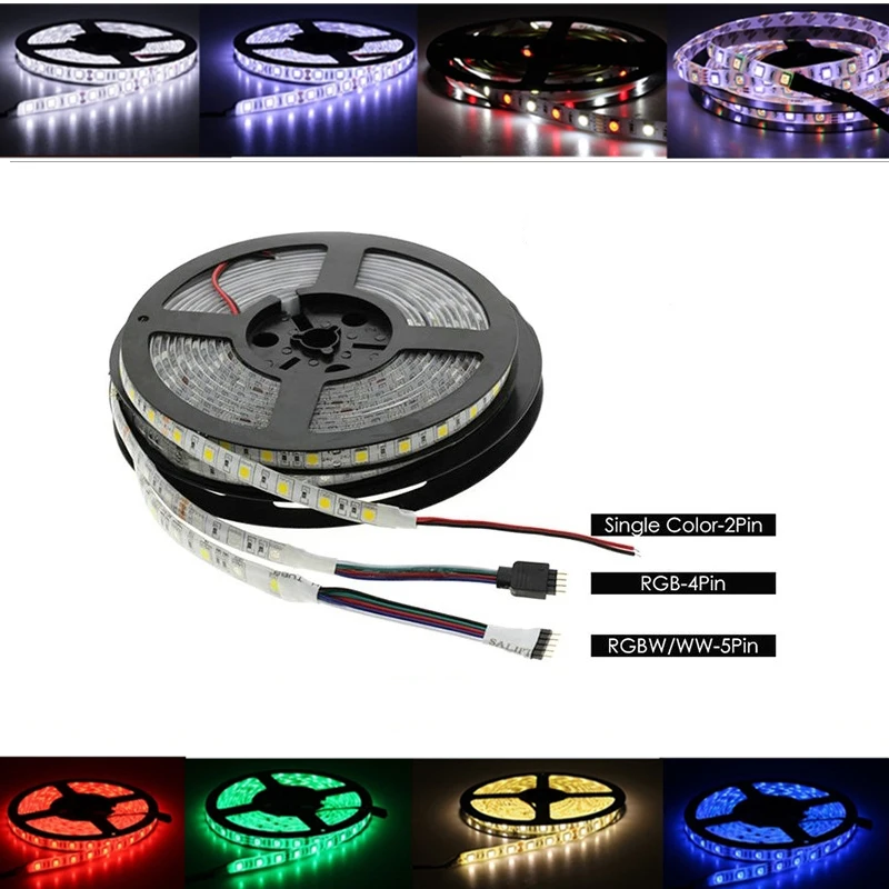 RGB Светодиодная лента 12 в Водонепроницаемая 2835 5050 5 м 60 светодиодный/м гибкая DC В