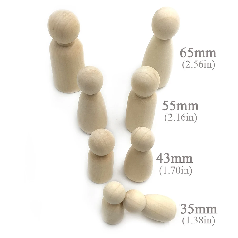 Деревянные колышки для кукол мальчиков и девочек Неокрашенные Фигурки