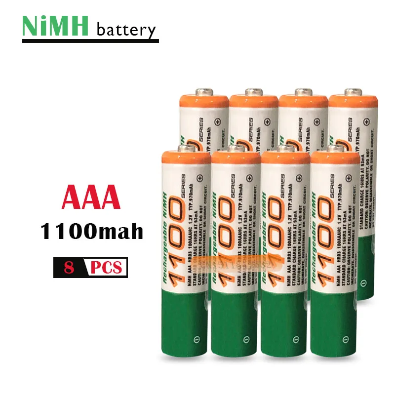 Оригинальный Ni MH аккумулятор AAA 1 2 В 8 шт./лот 1100 мАч|Перезаряжаемые батареи| |