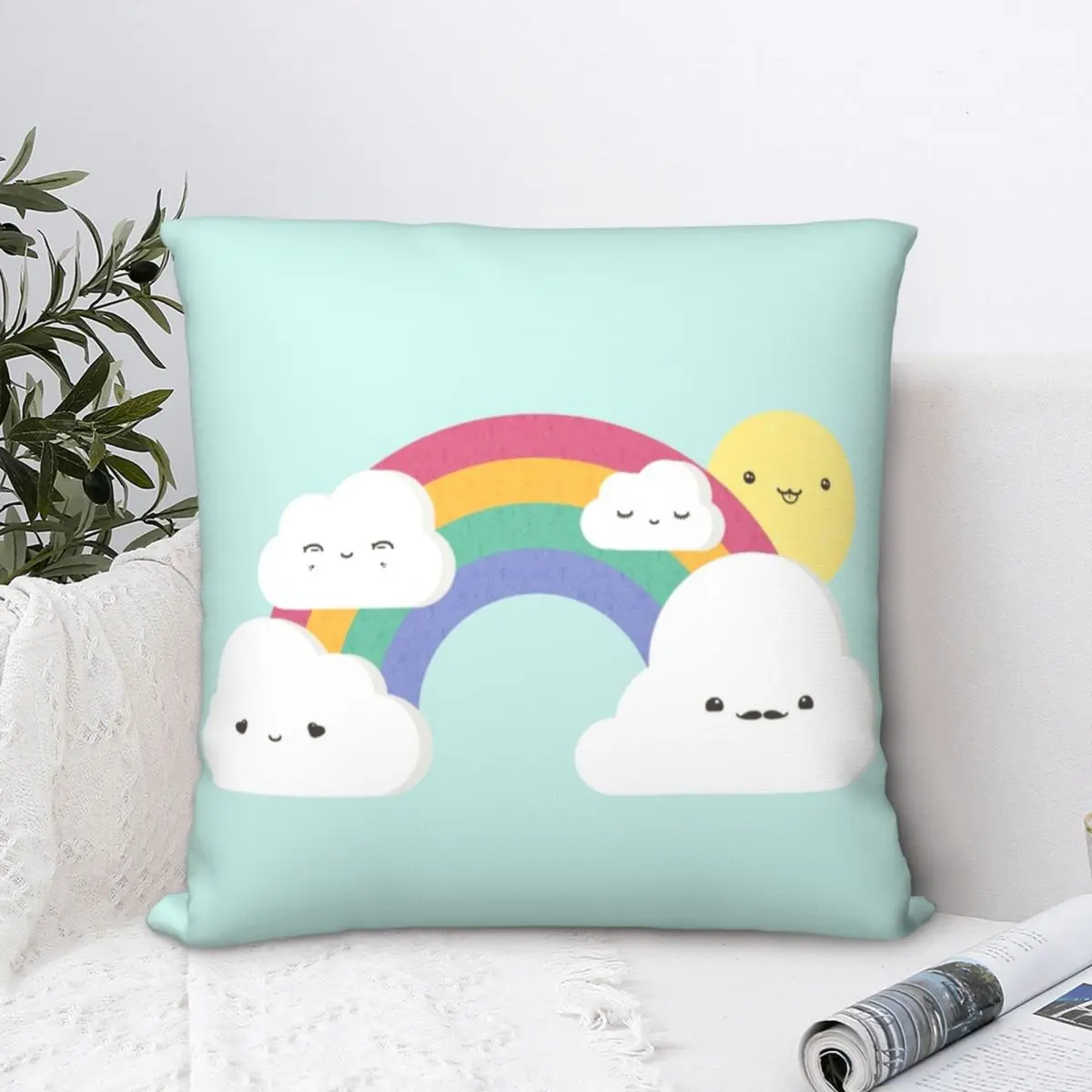 Чехол для подушки Sun And радужные квадратные милый декоративный чехол на молнии