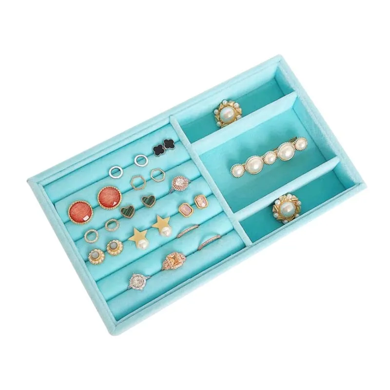 Небесно-Голубой бархатный замшевый органайзер для сережек витрина ювелирных