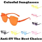 Модные безрамочные полигональные солнцезащитные очки унисекс с океаническими линзами цельные прозрачные цветные очки конфетного цвета очки
