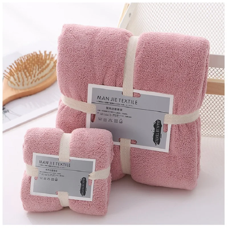 2pcs 70x140cm35x70cm solid high density coraline coral velvet towel water absorption soft bathroom towel sets for adults free global shipping
