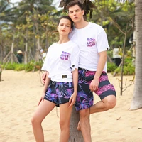 couple board shorts beach swimsuit pants men fast drying loose elastic swimwear women sea vacation surfing couple shorts