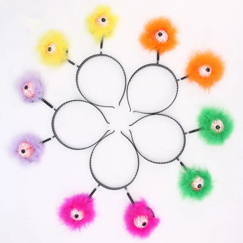 

10pcs Fluffy Plush Feather Eyeball Headband Tricky Headwear Party Favor Hair Halloween Christmas Kids Children Adults Boys Girls