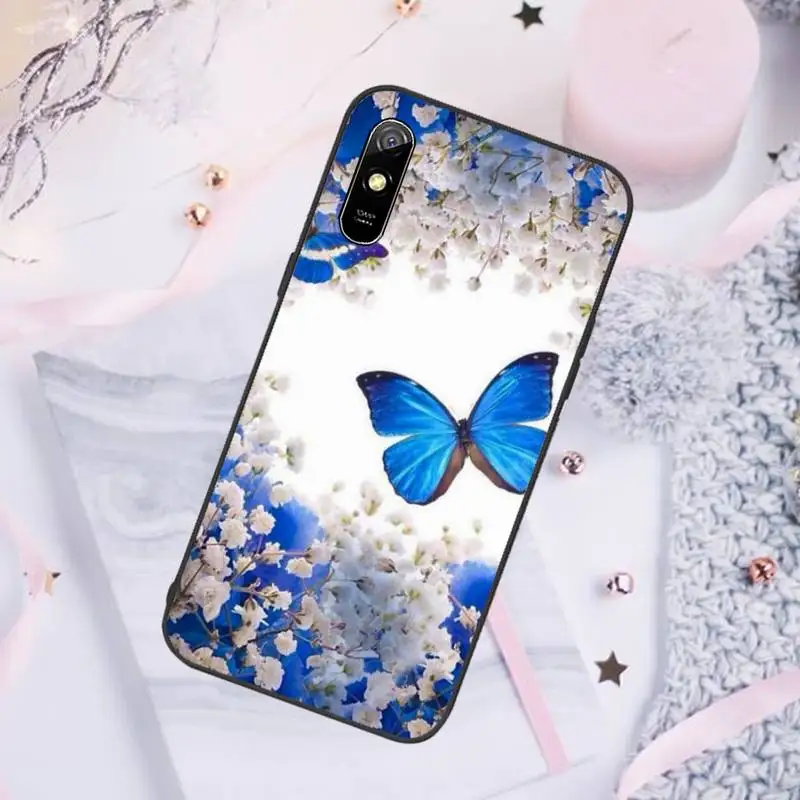 

Phone Case For Xiaomi Mi Redmi Note 7 8 9 pro 8T 9T 9S 9A 10 Lite pro Butterfly flower