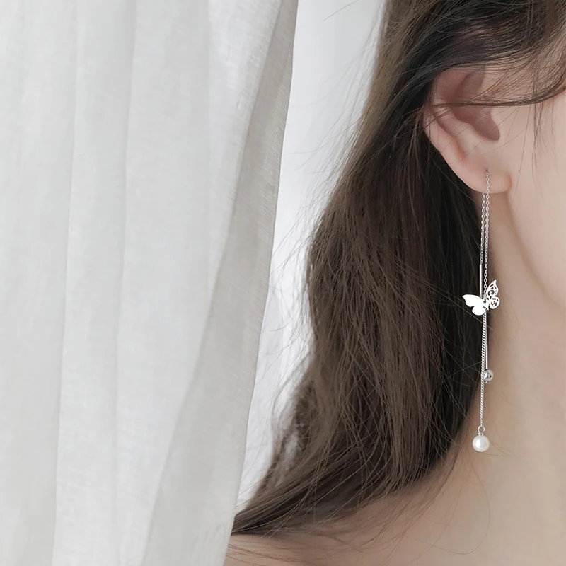 

Серьги-бабочки женские из серебра 925 пробы с жемчугом