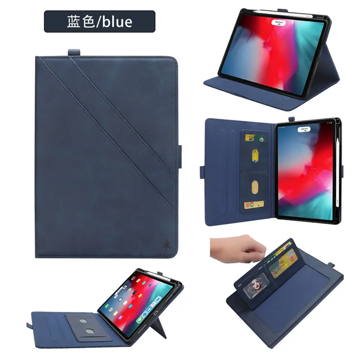 Синий Для iPad Pro 11 чехол с держателем карандаша,(поддержка зарядки карандаша) кошелек Многофункциональные Чехлы съемный слот для карт filp - Цвет: Синий