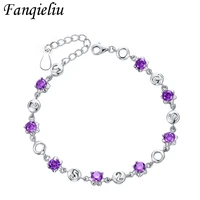 fanqieliu 520 number charms purple crystal bracelet sterling 925 silver bracelets for women cute chain bangles fql20356