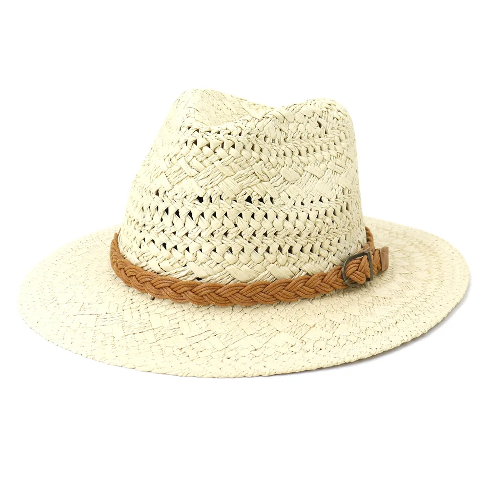Шляпа соломенная для мужчин и женщин модная уличная Панама от солнца однотонная
