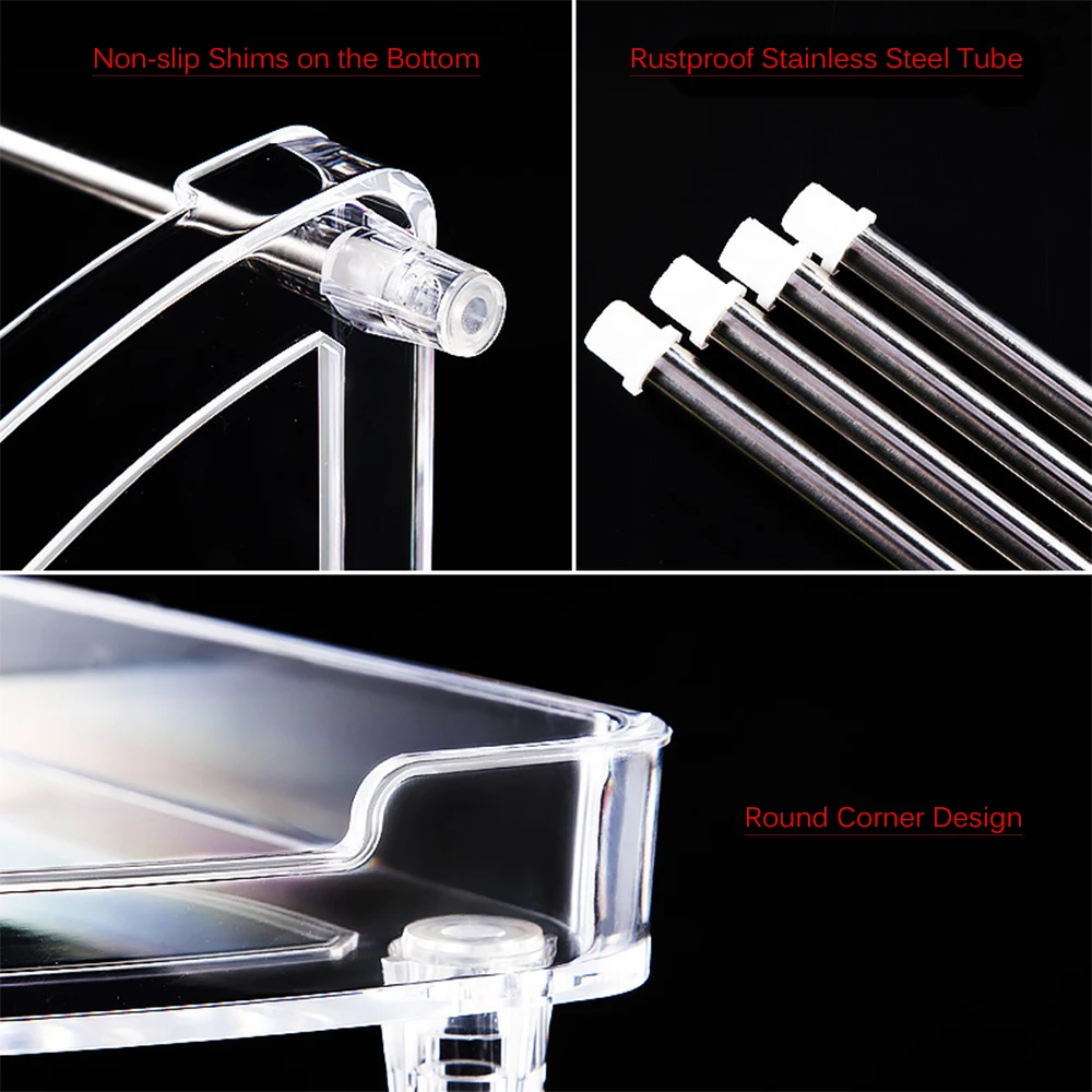 3 Tier Transparent Plastics Storage Rack Makeup Orgnizer Holder with Stainless Steel Tube Lipstick Comestic Slot | Дом и сад