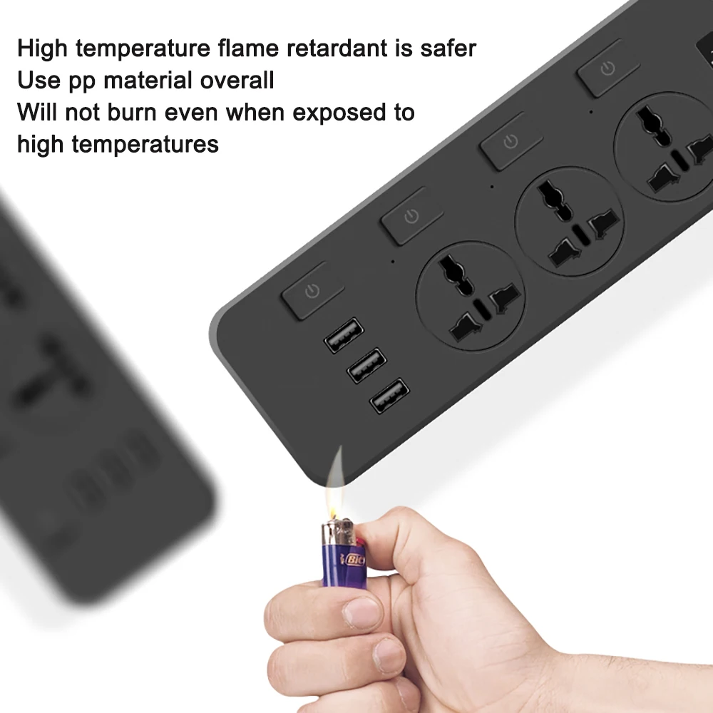Умная розетка USB с 3 гнездами удлинитель переключатель универсальная