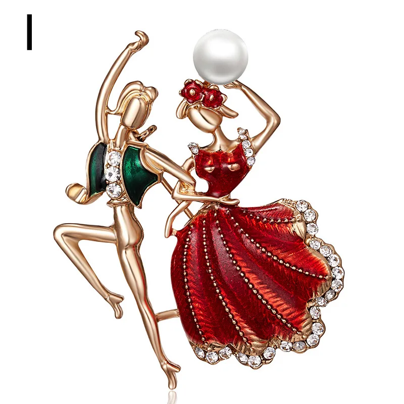 Стразы брошь в виде танцующей девушки с рисунком масляной фигуры заколка для