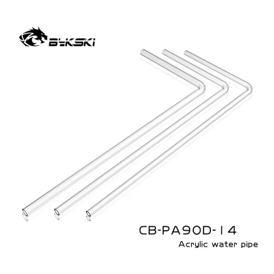 BYKSKI PC Water Cooling Pipe 90 Degree Bending Elbow Acrylic PMMA Hard Tube OD12/14/16mm