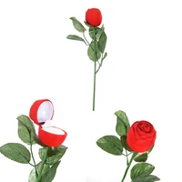 1pc romantic rose ring box flower flocking holder velvet wedding propose engagement valentine day gift box packing jewelry case