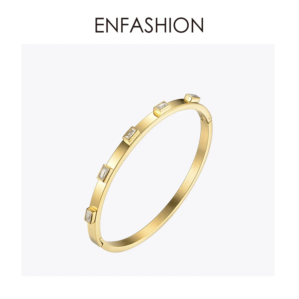 Enfashion циркониевый браслет-кафф с кристаллами Manchette золотого цвета из нержавеющей стали браслет для женщин браслеты 172002