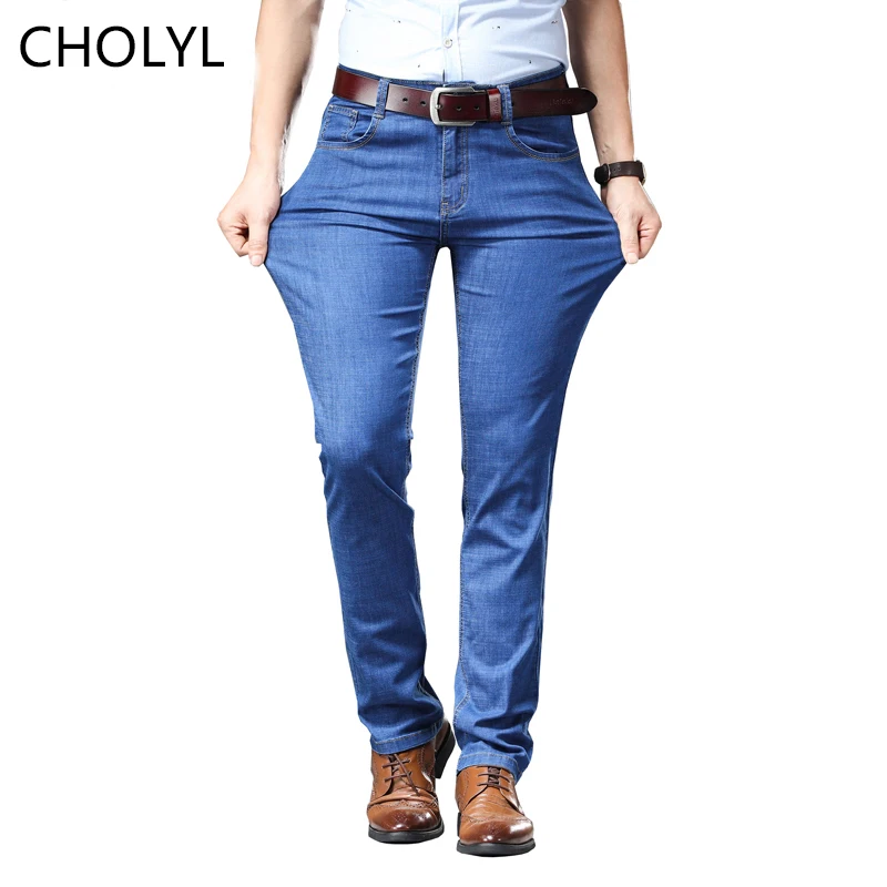 Женские джинсы стрейч CHOLYL светло голубые облегающие Прямые повседневные