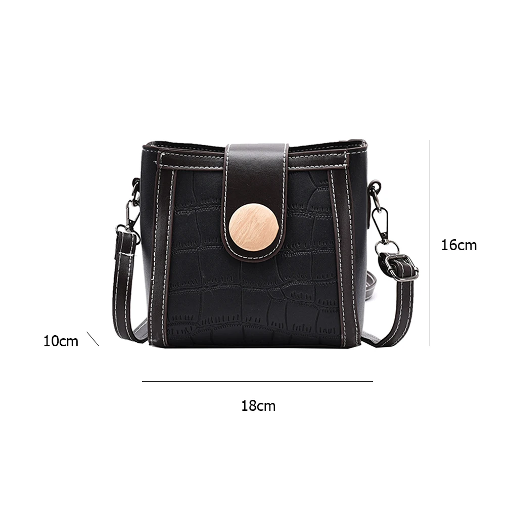 

Fashion Hit Color Messenger Bag Women Portable Travel Stone Pattern Small Shoulder Tote PU Leather Street Bucket Handbag