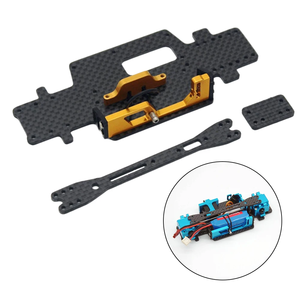 Placa de chasis de fibra de carbono RC con compartimento de bater&iacute;a, piezas de mejora aptas para WLtoys K989 RC, coche de carreras-3