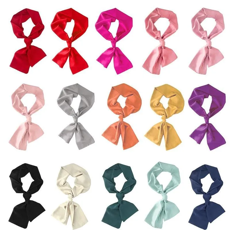

New Spring Color Narrow Long Sunscreen Silk Scarf Multifunction For Women Simulation Scarf Versatile Female Silk Silk W9S8