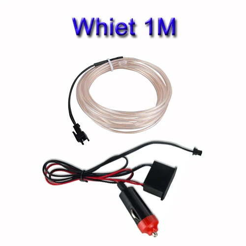 white 1m EL Wire Автомобильный светодиодный светильник 1 м 2 м с адаптером освещение салона автомобиля украшение двери для авто неоновый светильник светодиодный Канатный светильник 10 цветов/ - Испускаемый цвет: white 1m
