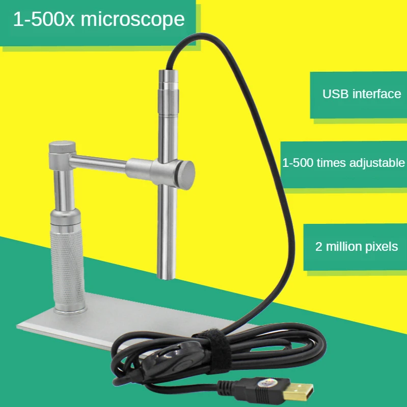 

1-500X 2MP Pen Type USB Digital Microscope Endoscope 12MM 8*LED Electronic Inspection Portable Metal Aluminium Stand Holder