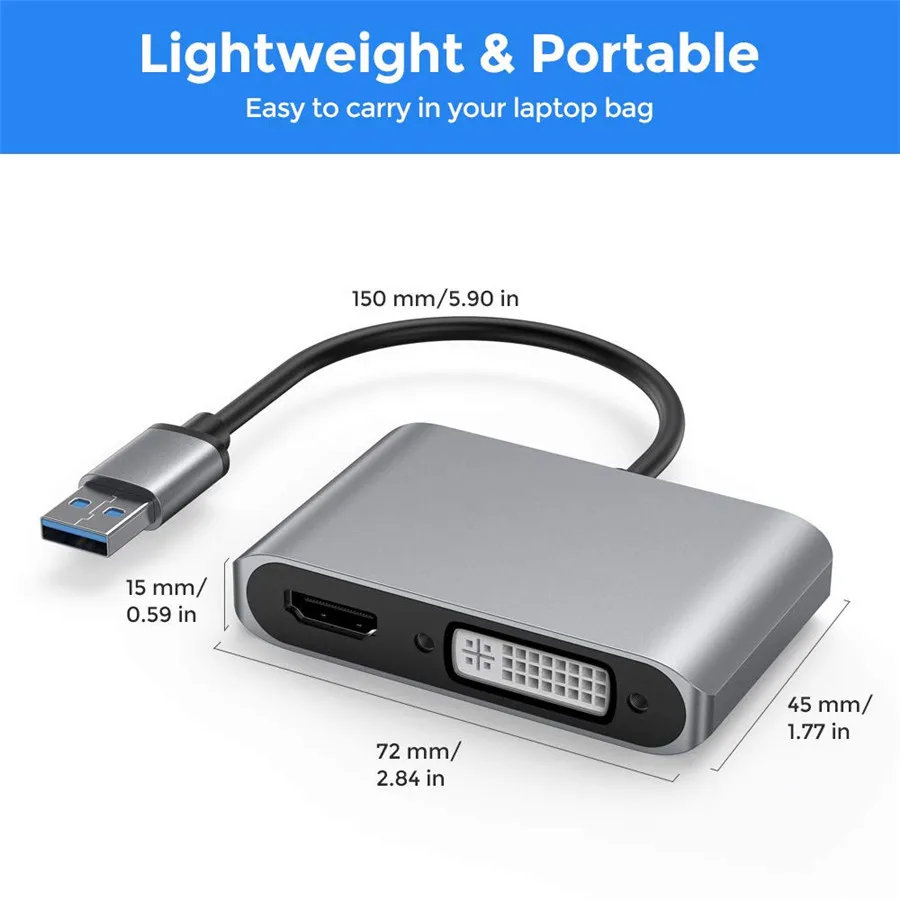 Адаптер USB 3 0 к HDMI DVI двойной usb конвертер Displayport с поддержкой выход синхронизации