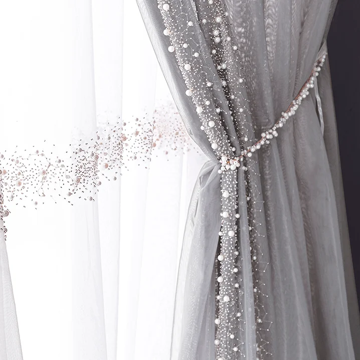 

Метеор жемчуг, вышитый тюль, занавески для Гостиная светильник роскошные бусы белый/серый кружевной вуалью для балкона с широким сбытом