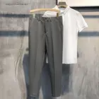 Мужские брюки на молнии, однотонные деловые брюки, повседневные эластичные брюки со складками, модель W02, 2020