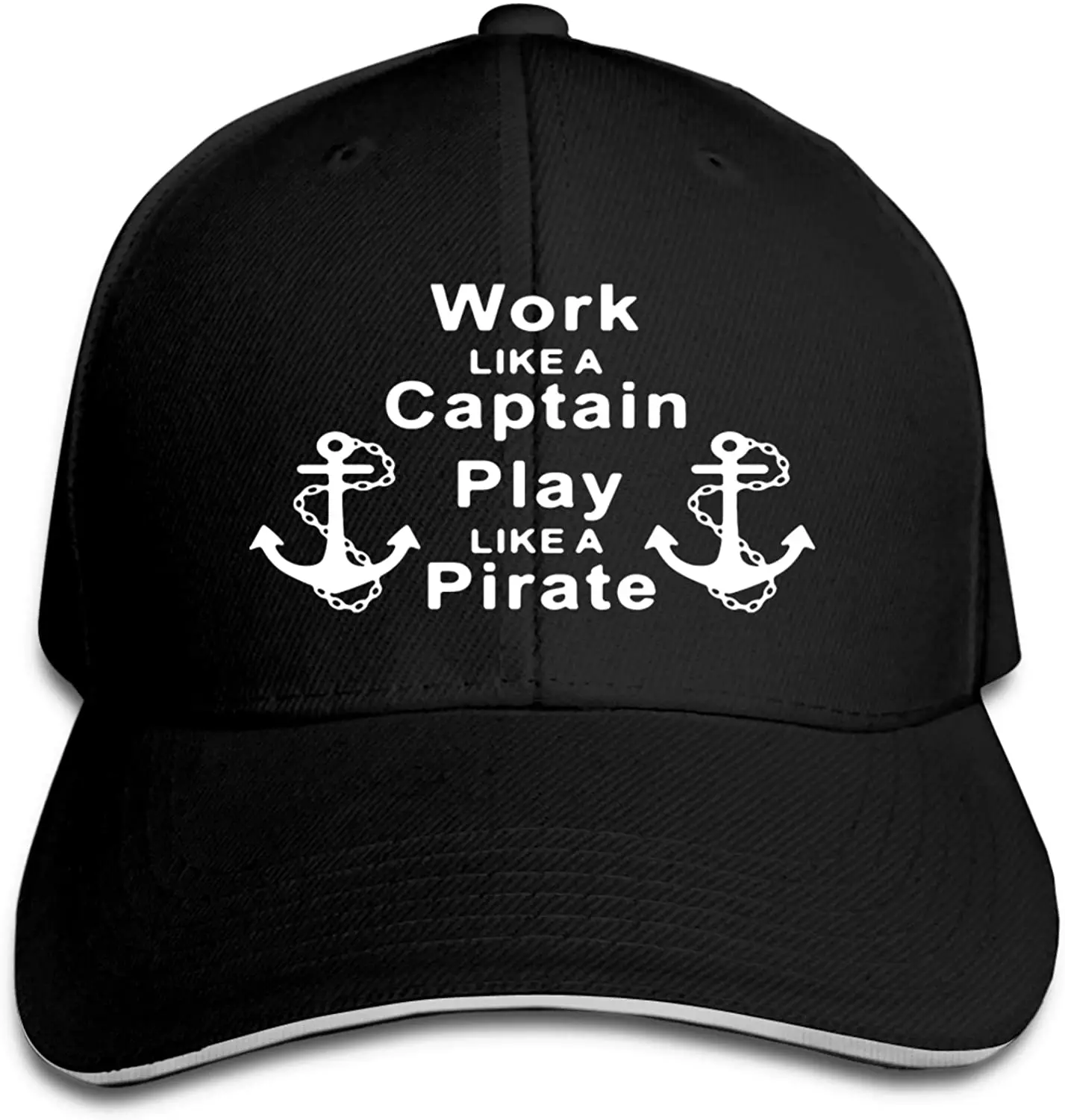 

Work Like A Captain Sandwich Hat Printed Baseball Cap Headgear Unisex Outdoor Casquette Black
