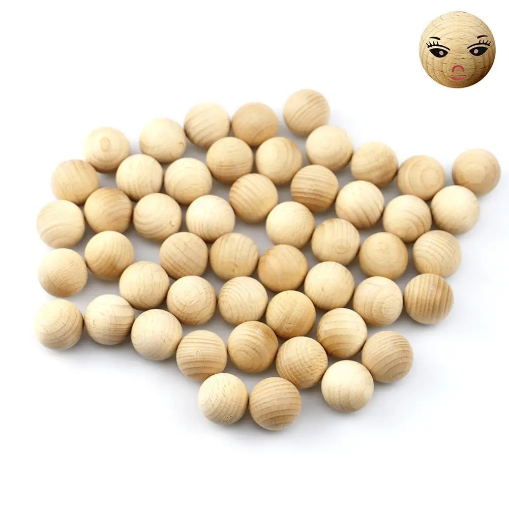 

50Pcs/Set DIY Natural Ball Round Wood Beads for Architectural Work Decorative Crafts Making