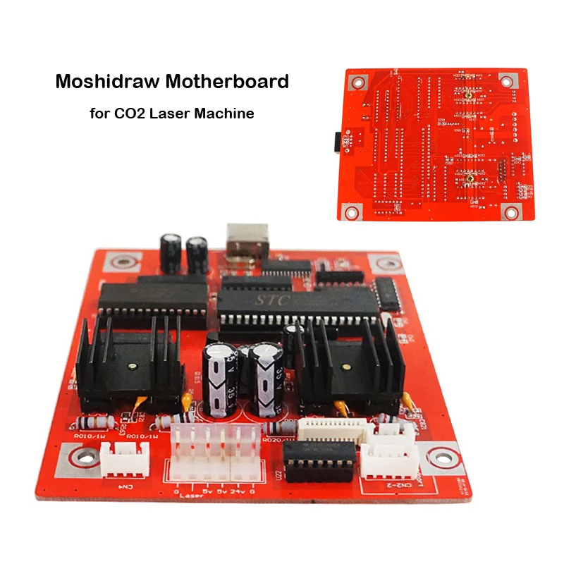Red Color Motherboard Moshidraw for CO2 Laser Engraving Machine By Matching Original English Moshedraw Dongle