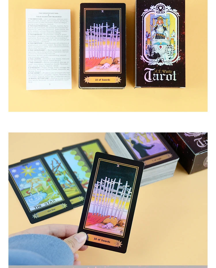 100 компл./лот голографическая настольная игра карты Таро 78 шт./компл. английская