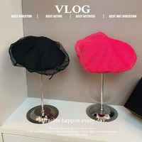 elegant black mesh beret 2021 summer stylish simple double design dome artist cap octagonal bud cap female tide cap