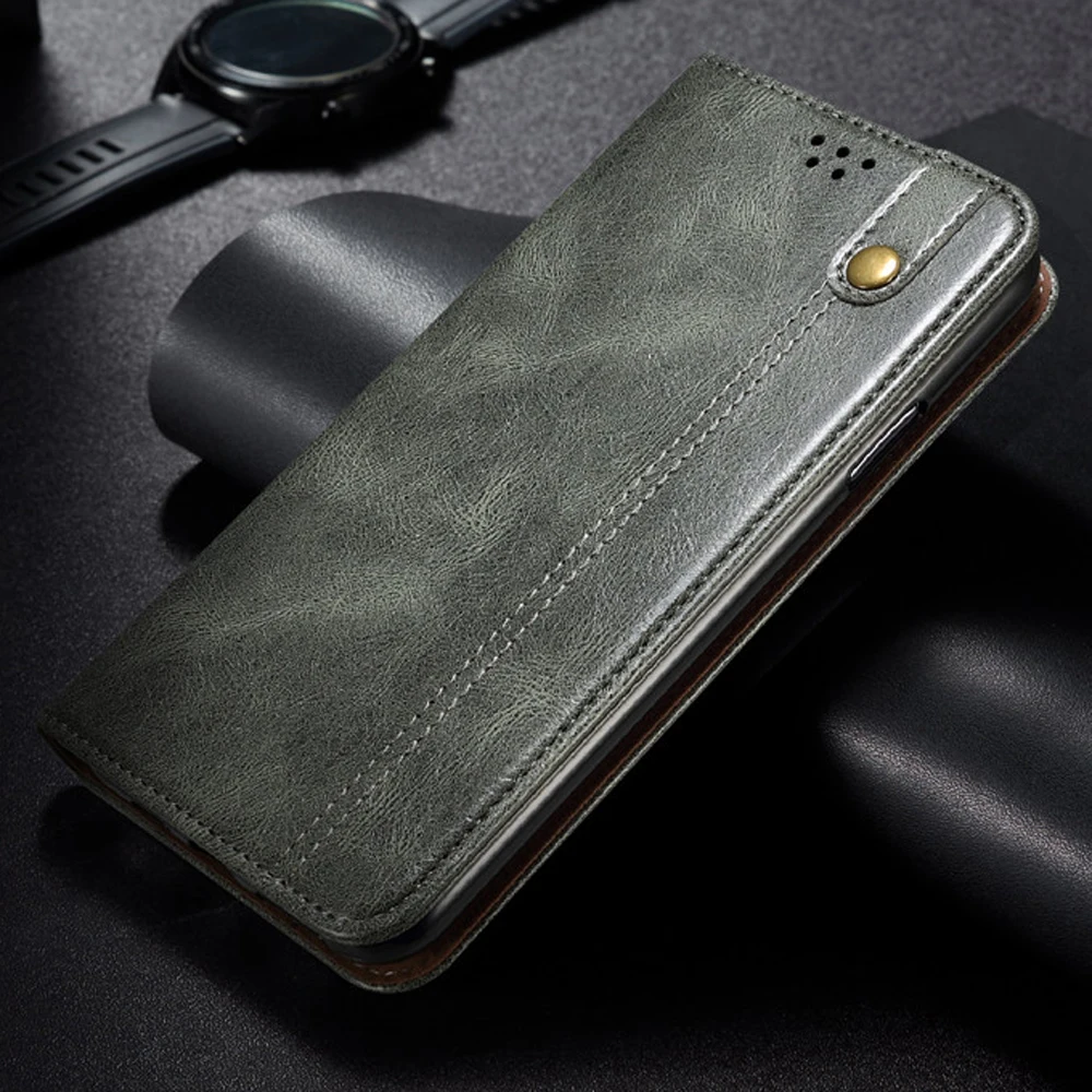 Кожаный флип чехол Realme C20 2021 для OPPO C 20 роскошный книжка с магнитным слотом карт