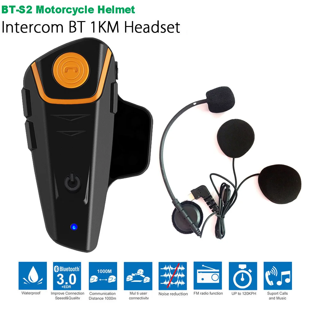 Водонепроницаемый BT S2 Pro мотоциклетный домофон шлем гарнитура беспроводной Bluetooth