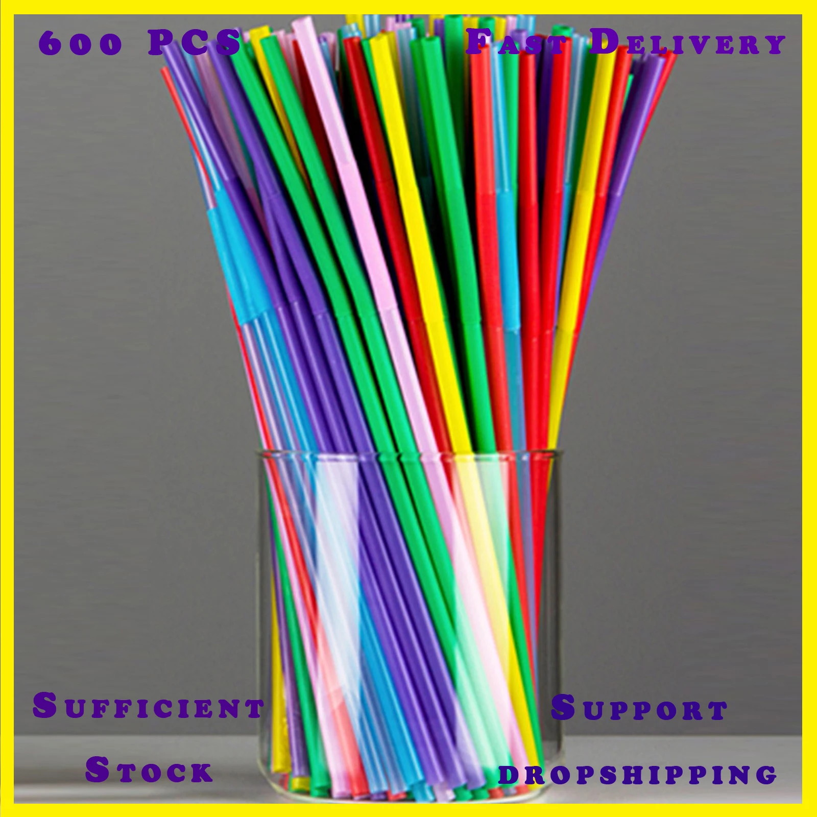 

600Pcs 26cm Colorful Disposable Plastic Curved Drinking Fluorescent Straws Wedding Birthday Party Decor Bar Drink Accessories