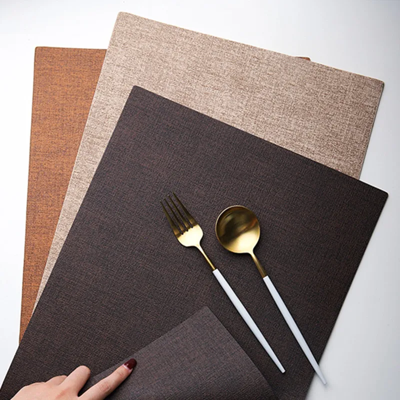 4pcs 43*30cm Anti Skid Rectangle PU Table Placemat Waterproof Restaurant Cafe Tableware Heat Resistant Dining Decoration P10 | Дом и сад