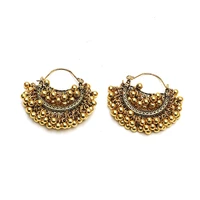 2021 new ins indian antique gold handmade beads double layers thailand piercing earrings korean fashion party jewelry bijoux