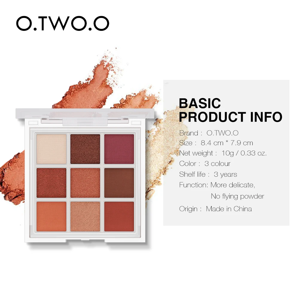 

O.TWO.O Eyeshadow Cosmetics 9 Colors Nude Shimmer High Pigmented Shadows Waterproof Eye Shadow Palette Glitter For Eyes Makeup