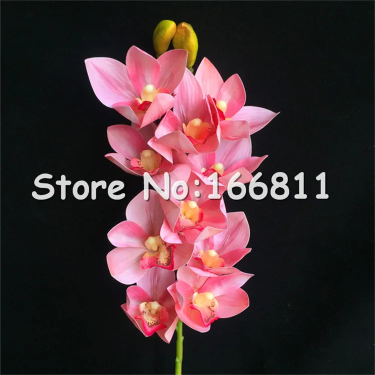 pink cymbidium Искусственный цветок орхидеи фаленопсис, настоящее прикосновение, латекс, высокое качество, Бабочка, Орхидея, Цимбидиум, растение, центральный силиконовый цветок - Цвет: pink cymbidium