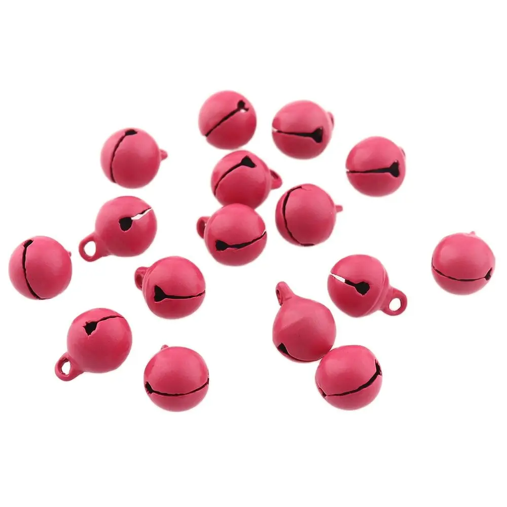 

200pcs Jingle Bells Metal 10mm Loose Beads Pink For Festival Party Decoration/Christmas Tree Decoration/DIY Crafts Accessories