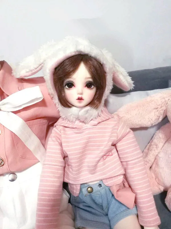 Online BJD doll sombrero es adecuado para 1 3 1 4 1 6 1 8 tamaño terciopelo blanco lóbulo corto oreja larga sombrero de conejo accesorios para muñecas