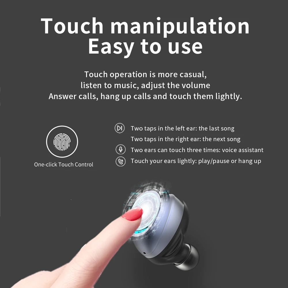 

Newest Wireless Bluetooth Earphone Sport Handsfree Headset With Charging Box Touch Control With Mic Wireless Earphones TWS-U9