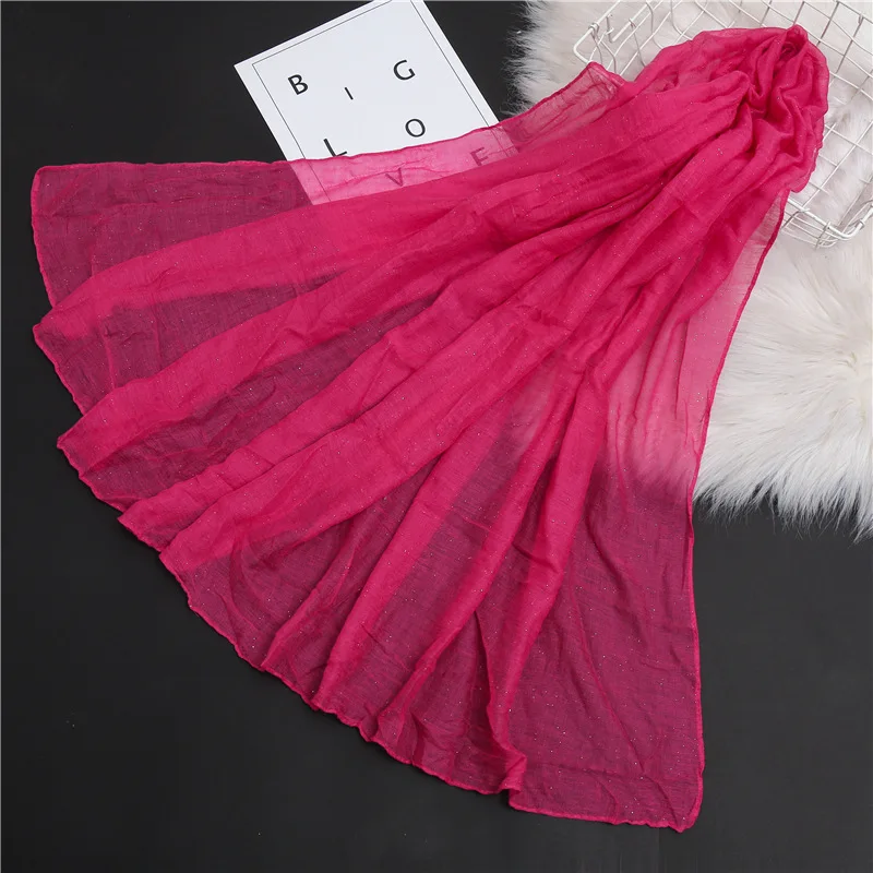 Однотонный шарф универсальная шаль тонкий хлопковый и льняной головной платок