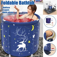 70x65cm portable foldable bathtub thickened adult bathtub home single spa massage pool bathing bucket indoor outdoor bathtub