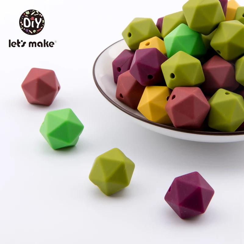 Let's make-Cuentas multifacetadas de silicona, 50 piezas, 14mm, cuentas de Color caramelo, seguro para beb&eacute;, DIY, puede masticar, collar de lactancia, mordedor para beb&eacute;-4