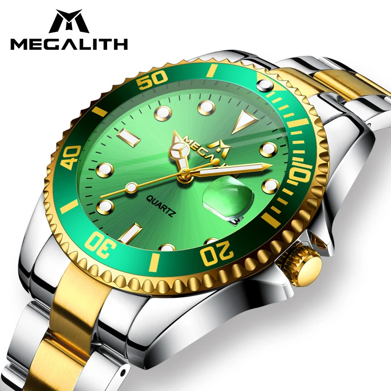 MEGALITH мужские часы Топ бренд класса люкс водонепроницаемые кварцевые для мужчин