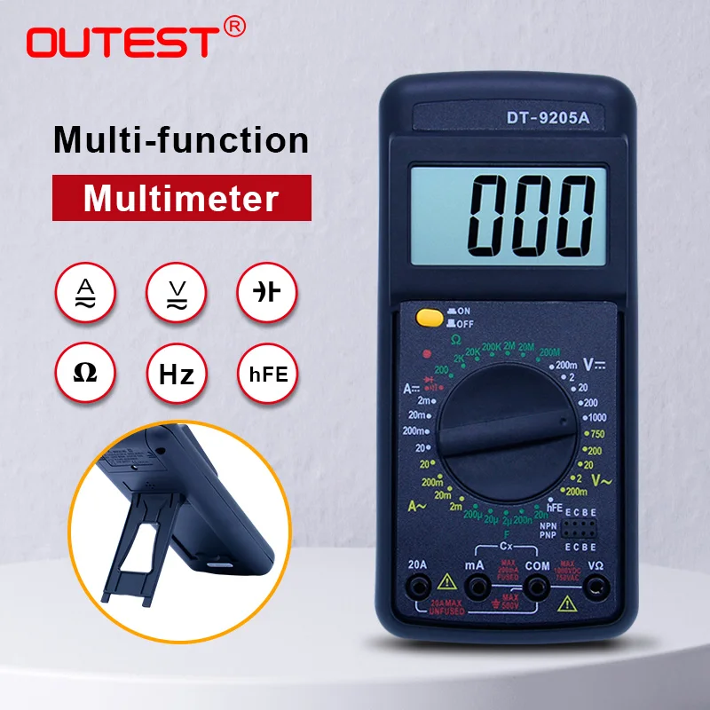 Цифровой мультиметр OUTEST DT 9205A амперметр мультитестер профессиональный